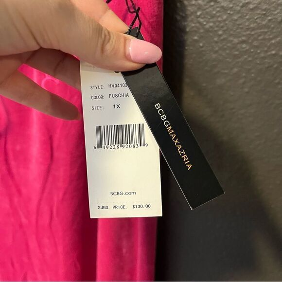 BCBGMaxazria Pink Spell Out Velour Baggy Track Pants - Picture 6 of 7